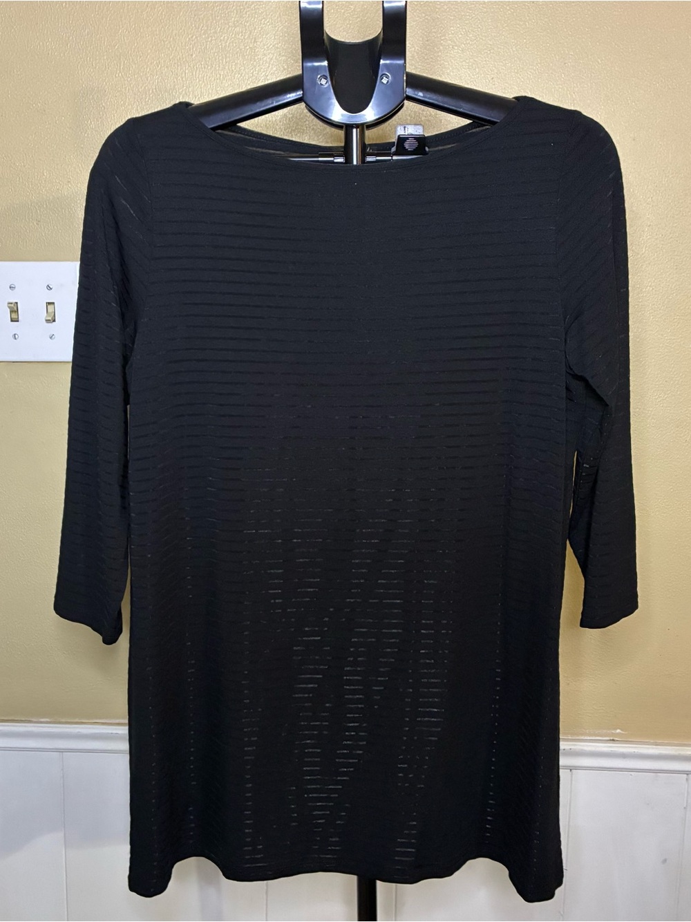 J. Jill Black Ribbed Boatneck Tunic Top